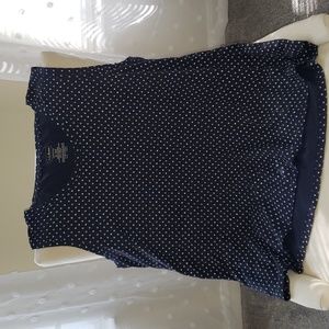 LL Bean Blue and White Polka Dot Casual Tank Top